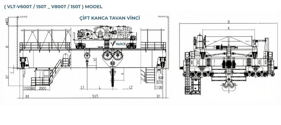 VLT-V — köprü vinci ölçü şeması